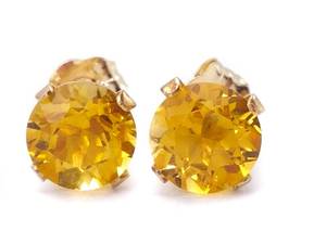 Golden Citrine Estate Earrings in Solid Yellow Gold