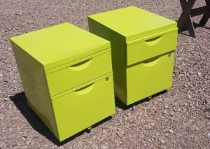 lot 249 image: Pair of Bright Green Filing Cabinets