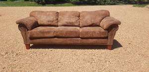 lot 50 image: Traditional Deer Suede Leather Couch