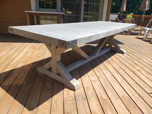 lot 4 image: Large Outdoor Concrete Top Dining Table by Restoration Hardware