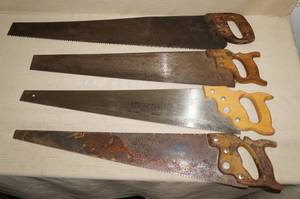 4 Large Hand Saws - Cross cut, Rip