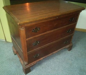 lot 5 image: Cedar Chest unique, drawer on bottom.