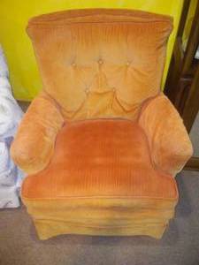 lot 12 image: Rust Colored side chair & Ottoman , very clean.