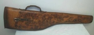 lot 26 image: Leather Rifle Case. Great tooling