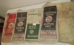 lot 54 image: 5 Vintage Canvas shotgun shot bags
