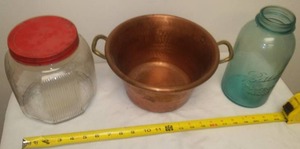 lot 66 image: Heavy Brass Bowl, Ball Jar - 64oz.