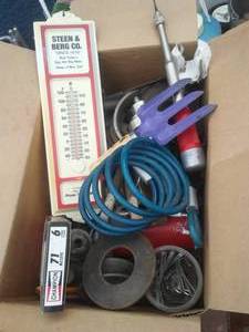 lot 108 image: Vintage, hardware tools in a box.