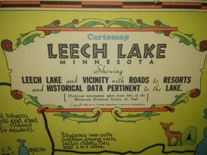lot 147 image: Vintage Leech Lake 1940 map. Excellent Condition. 80 years old