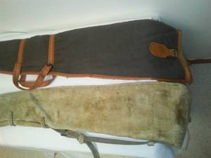 lot 184 image: 2 rifle gun cases, leather & cloth.