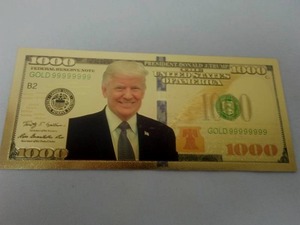 lot 193 image: Foil Golden Donald Trump Thousand dollar bill