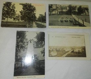 lot 213 image: 4 Alexandria & Carlos MN postcards. , 1912-1913.