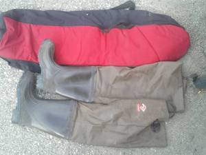 lot 245 image: Red Ball Waders and Golf Travel Bag.