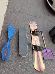 Snow Board, Rip Stick, Skate Board, Shovel