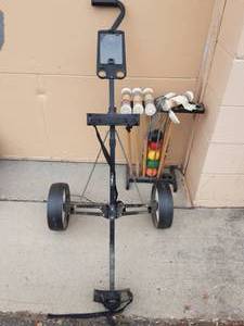 Golf Bag Cart, Vintage Croquet Set