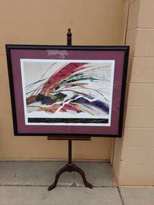 Adjustable Wood Display Easel 58 36x30 & Framed Art