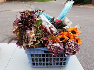 Basket Of Floral Arrangements & Artificial Greenery