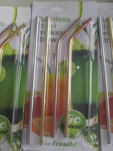 lot 49 image: 4 Sets Stainless Steel Drinking Str...