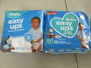lot 138 image: 2- 25 packs Pampers Easy Ups...