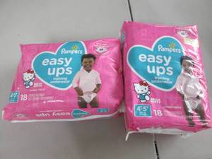 lot 144 image: 2- 18 packs Pampers Easy Ups...