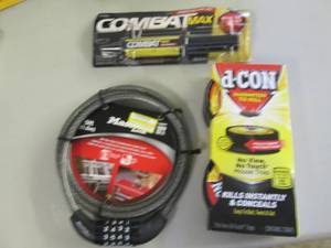 lot 220 image: Roach Gel, Mouse Traps, Combo Lock...