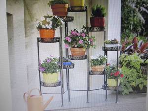 lot 251 image: Folding 10-Tier Flower Stand open b...
