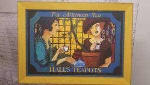 lot 26 image: Original Oil Painting Halls Tea Advertisement