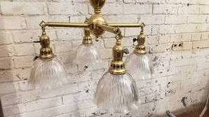 lot 11 image: Antique Brass Chandelier Dated 1904