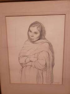 lot 34 image: Young Mexican Woman in Pencil signed Fredrick Taylor