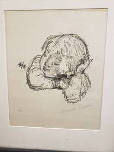 lot 30 image: Alexander Dobkin Original Charcoal Sketch Portrait of a Child