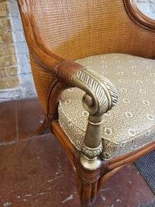 lot 8 image: Rattan Ethan Allen Woven Wicker Arm Chair