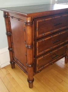 lot 100 image: Three Drawer Rattan Side Table