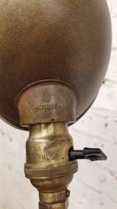 lot 129 image: Antique Brass Hubbell Helmet Shade Desk Lamp