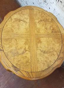 lot 41 image: Burlwood Turtle Back Side Table with Cocktail Pull Out
