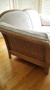 lot 138 image: Rattan Upholstered Loveseat