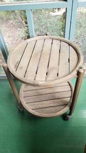 lot 92 image: Round Folding Teak Side Table