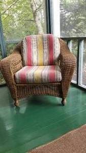 lot 91 image: Pair of Outdoor Wicker Arm Chairs