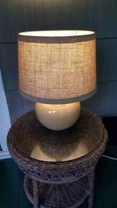 lot 137 image: Mustard Tone Squat Ginger Jar Table Lamp