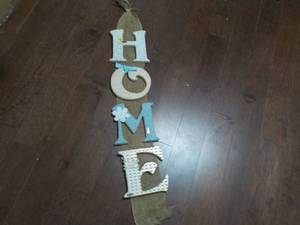 lot 147 image: HOME Hanging Sign on Canvase 46 Lo...