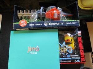 lot 67 image: Husquarna, Jimu Robot, and Bumble B...