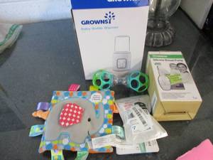 lot 95 image: Lot of Baby Supplies- Toys, and Bot...