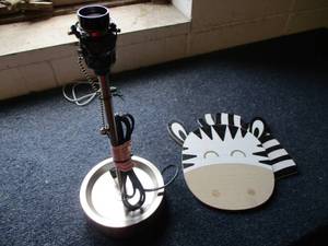 lot 110 image: Lamp and Zebra Wall Dcor in a cov...