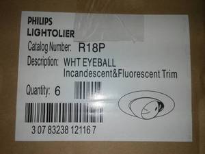 Phillips Lightolier White Eyeball Recessed Lighting, NIB