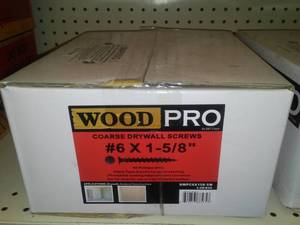 lot 460 image: Wood Pro Course Drywall Screws, #6 x 1 58 in. 5,000 quantity