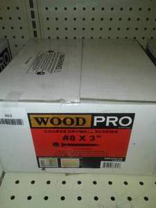 lot 463 image: Wood Pro Course Drywall Screws, #8 x 3 in. 2,000 quantity