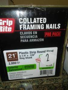 lot 489 image: Grip Rite Framing Nails 3  x .120 Quantity 2000
