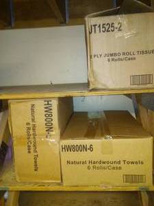 lot 511 image: Paper towels and toilet paper.