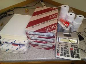 lot 524 image: Casio Adding Calculator Roll paper and printer paper.
