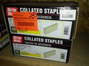 lot 570 image: Grip Rite Crown Collated Staples, (2) 20,000 quantity