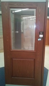 lot 169 image: Bayer 36 in. Prefinished Exterior Standard Door.  Built in Blinds.