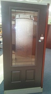 lot 171 image: Bayer 36 in. Prefinished Exterior Standard Door with Glass insert.